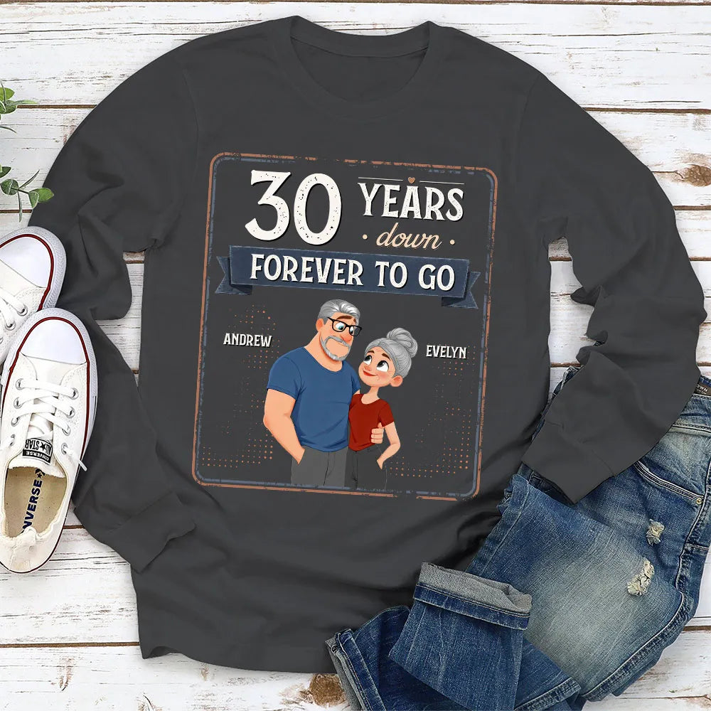 Personalized Classic Tee, Hugging Cartoon Couple Design, Unique Anniversary Gift for Couples