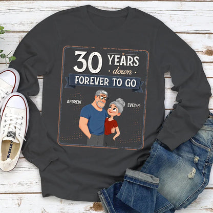 Personalized Classic Tee, Hugging Cartoon Couple Design, Unique Anniversary Gift for Couples