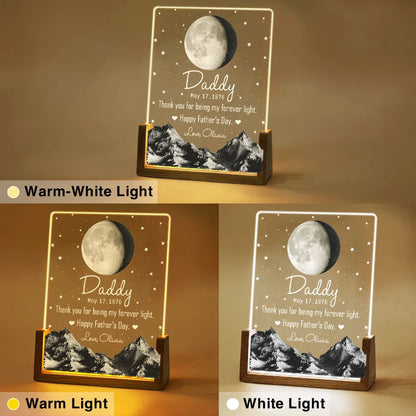 Personalized LED Light Frame With Moonlit Stars - Unique Gift for Dad, Warm Forever Light Keepsake