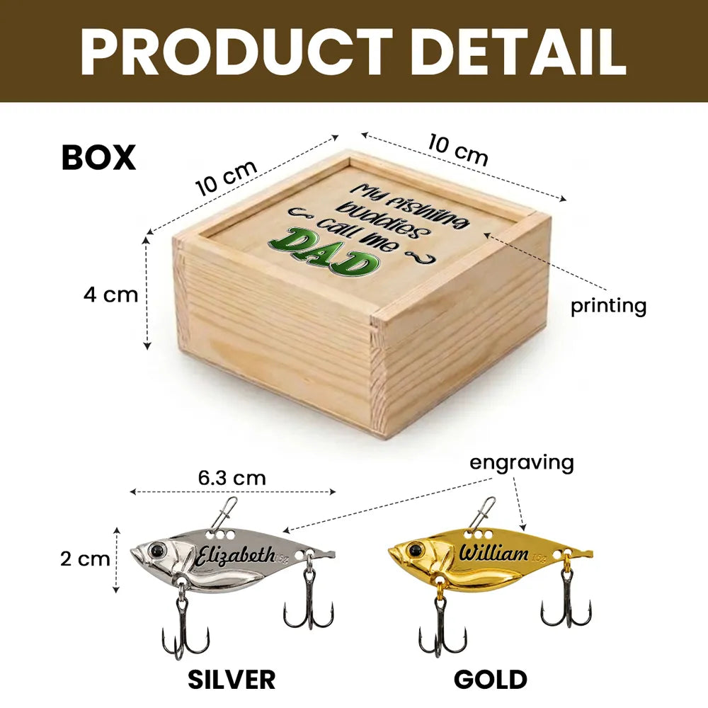 Personalized Stainless Steel Fishing Lure, My Fishing Buddies Call Me Dad, Unique Gift for Dad