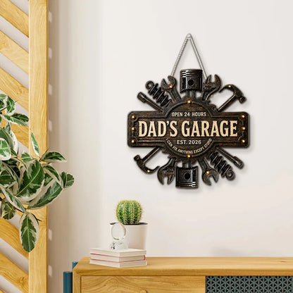 Dad's Garage Wooden Sign with Funny Fix-It Quote, Personalized Creative Gift for Dad's Workshop