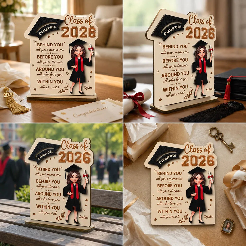 Custom 2-Layer Wooden Plaque With Graduation Cap, Heartfelt Quote Creative Gift For Graduate