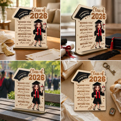 Custom 2-Layer Wooden Plaque With Graduation Cap, Heartfelt Quote Creative Gift For Graduate