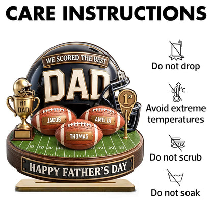 We Scored The Best Dad 2-Layer Wooden Plaque, Football Keepsake for Father's Day, Creative Gift