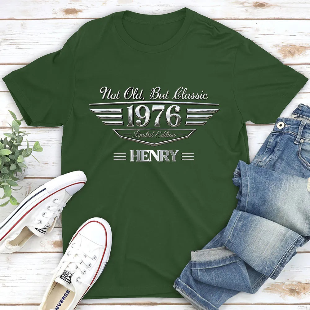 Custom Black Classic Tee with Vintage Limited Edition Look, Creative Gift for Dad or Friend