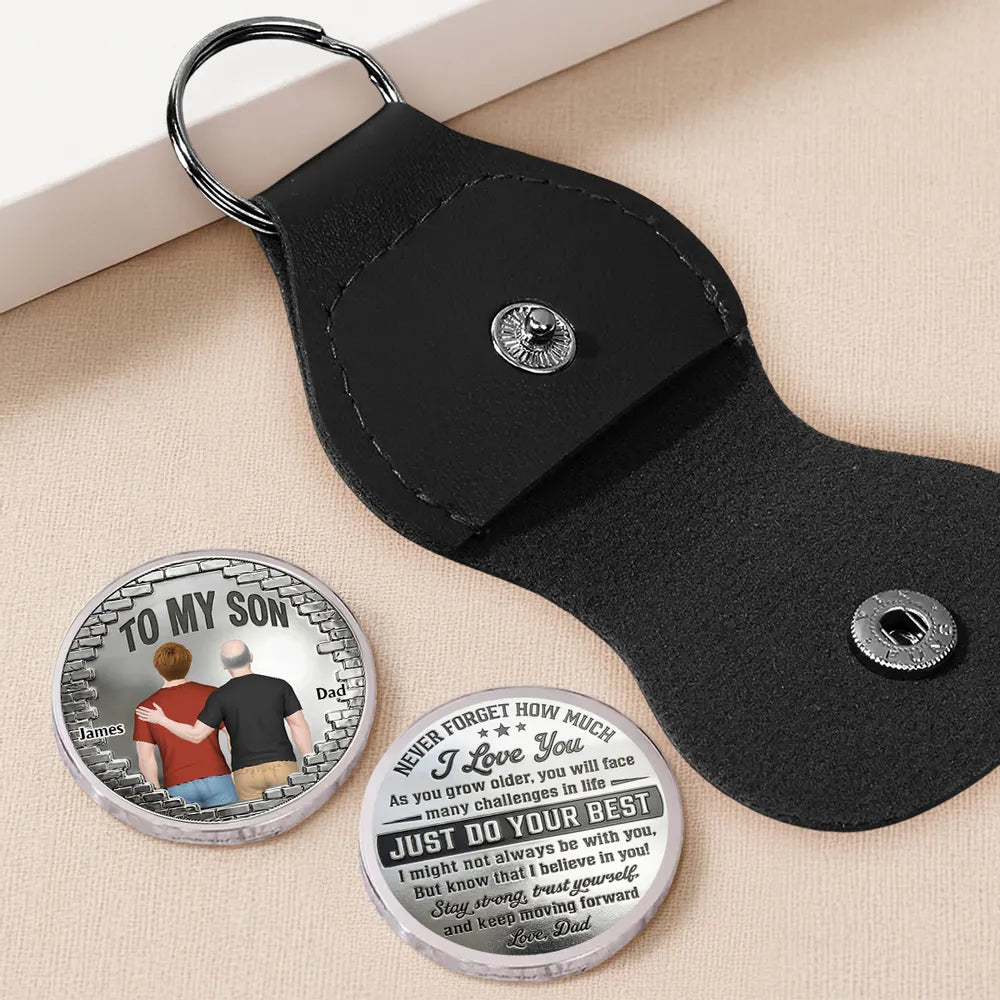 Personalized Pocket Hug for Son, Dad and Son Back View, Unique Creative Gift of Encouragement