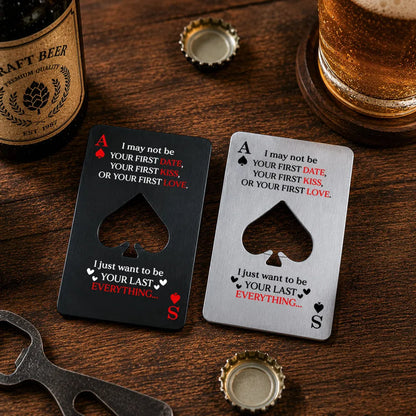 Personalized Ace of Spades Opener with Love Quote, Creative Gift for Couples at Beer Night