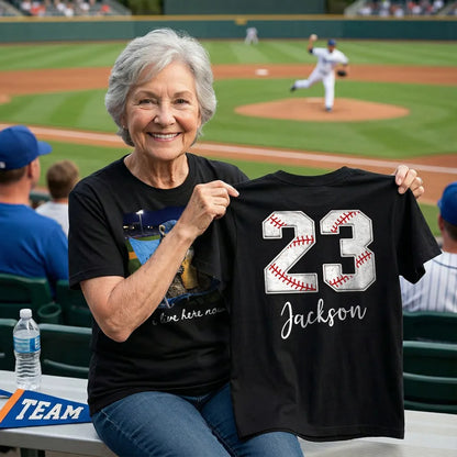 Personalized Dual Print Classic Tee with Raccoon on Ballfield 'I Live Here Now' - Unique Baseball Gift