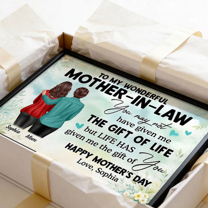 To My Wonderful Mother-In-Law Poster, Personalized Heartwarming Quote Wall Decor, Meaningful Gift from Daughter-in-Law
