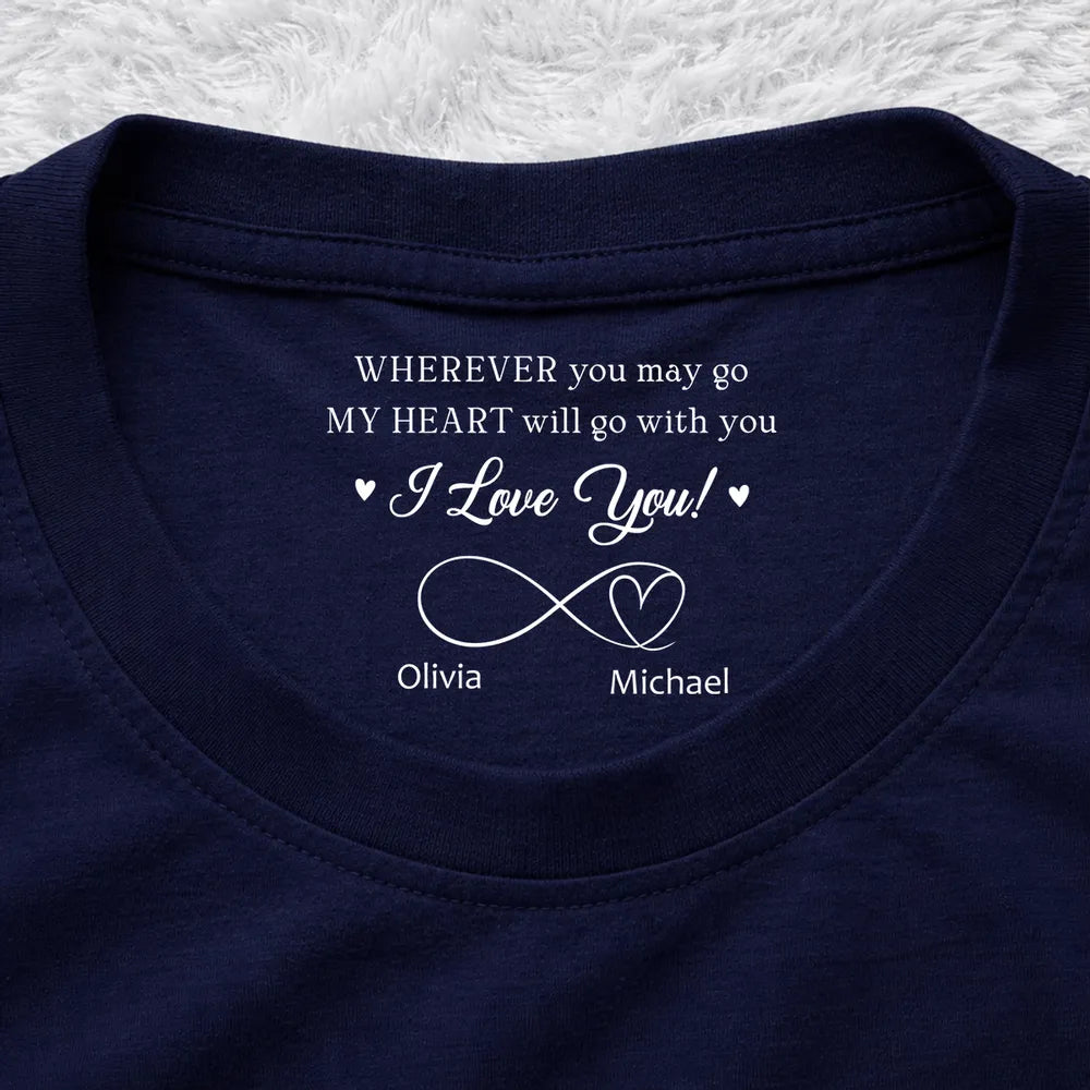 Classic Tee with I Love You Inside Neck Message, Creative Gift for Partner with Everyday Meaning