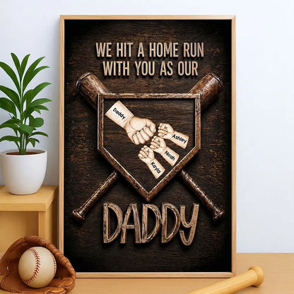 Personalized Baseball Dad Poster We Hit a Home Run with You - Heartwarming Wall Decor Unique Gift for Daddy