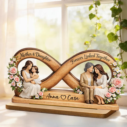 Personalized Wooden Plaque, Mother & Daughter Forever Linked Together, Unique Gift for Mom
