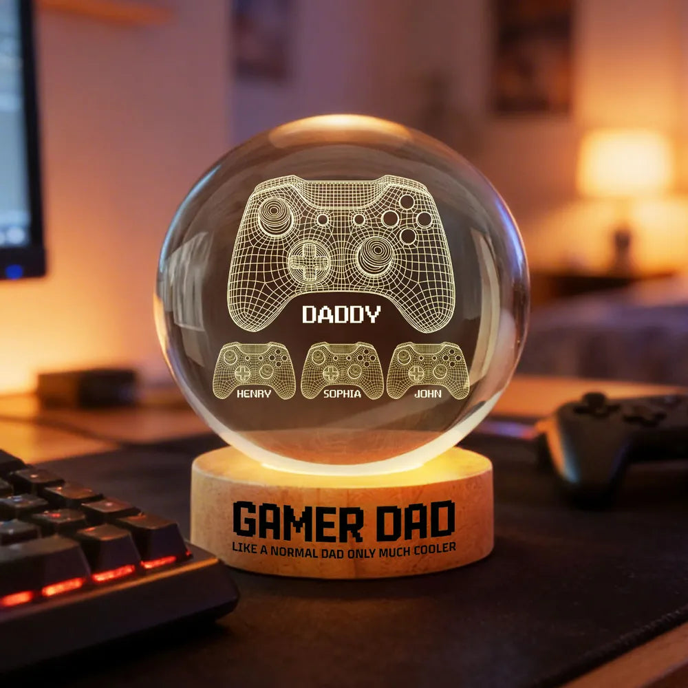 Personalized Globe Lamp Gamer Dad Night Light, Unique Father's Day Gift for Dad