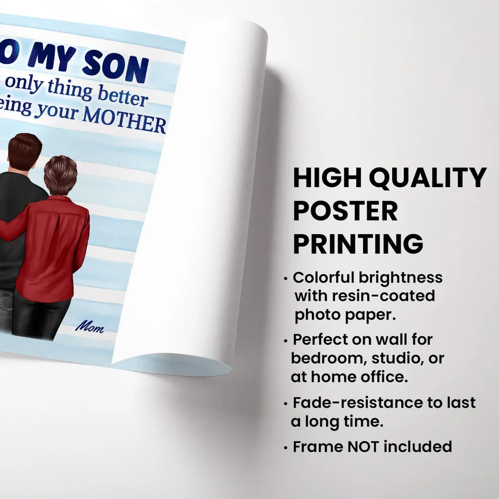 Personalized Father's Day Poster For Son, Blue Stripe Mom & Son Wall Art, Unique Gift For Dad