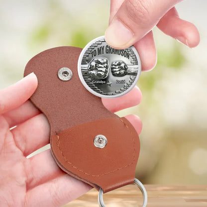 Personalized Pocket Hug Coin for Grandson from Grandpa - Encouraging Keepsake Gift for Everyday Strength