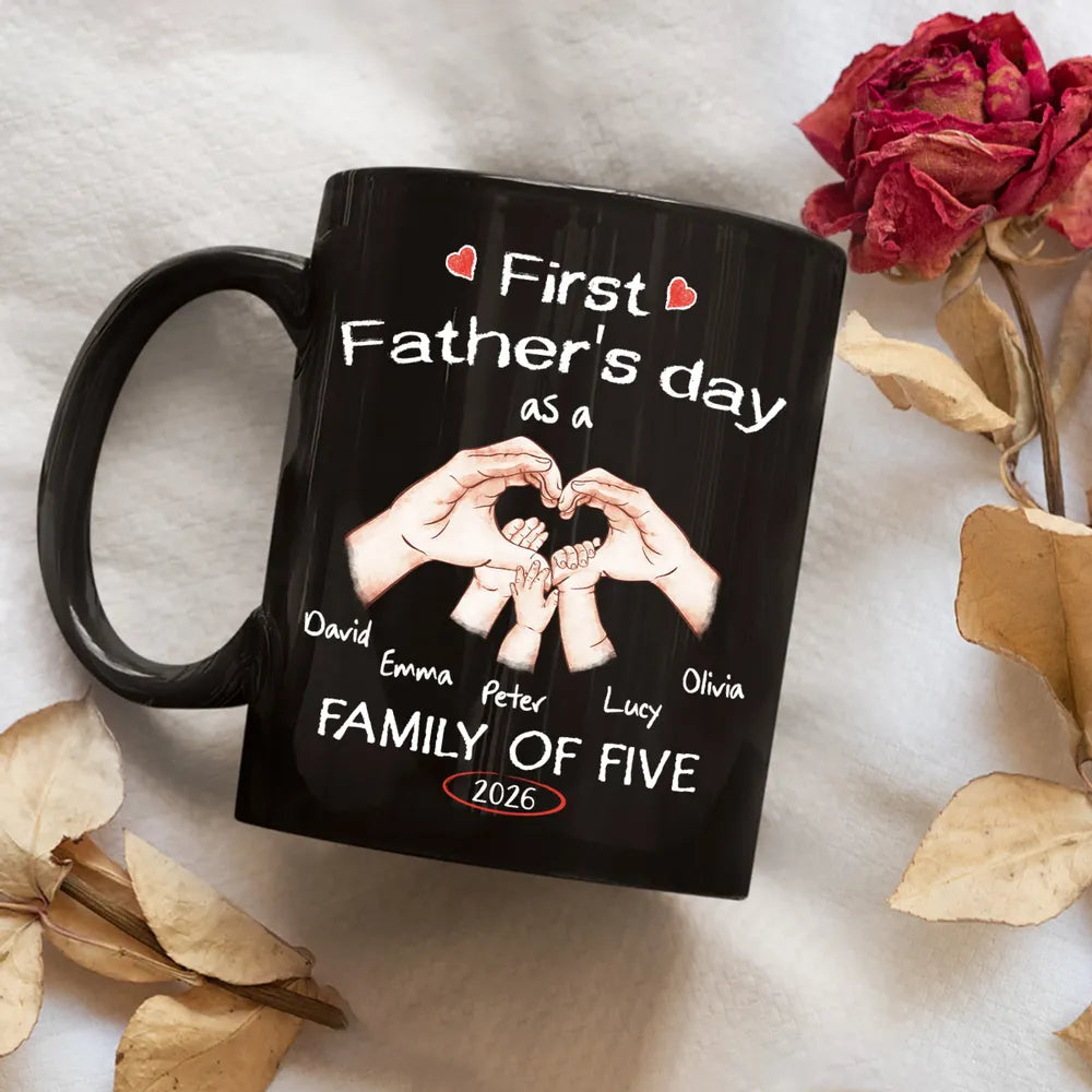 Personalized Full Color Mug for New Dad, Heart Hands First Father's Day, Unique Gift for Coffee Time