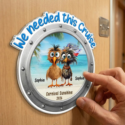 Acrylic Magnet Personalized Cruise Door Magnet with Funny Whimsical Bird Couple Ocean Scene Sweet Trip Memory Unique Gift