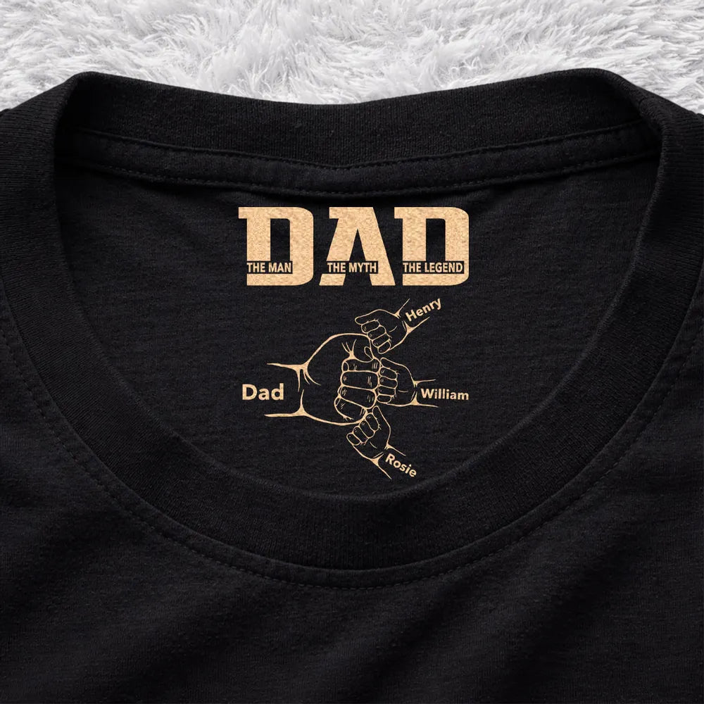 Dad The Man The Myth The Legend Classic Tee, Custom Family Gift With Heartwarming Fist Bump Design