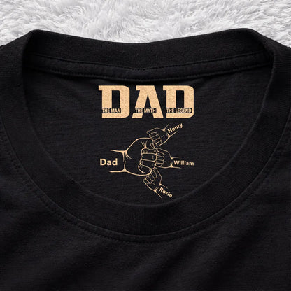 Dad The Man The Myth The Legend Classic Tee, Custom Family Gift With Heartwarming Fist Bump Design