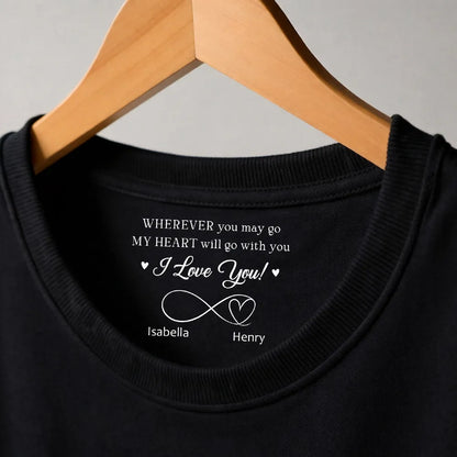 Classic Tee with I Love You Inside Neck Message, Creative Gift for Partner with Everyday Meaning