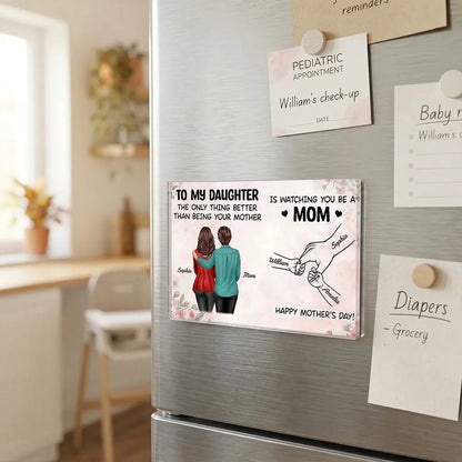 Personalized Acrylic Fridge Magnet, Mother and Daughter Hugging Art, Sweet Mother's Day Gift Idea