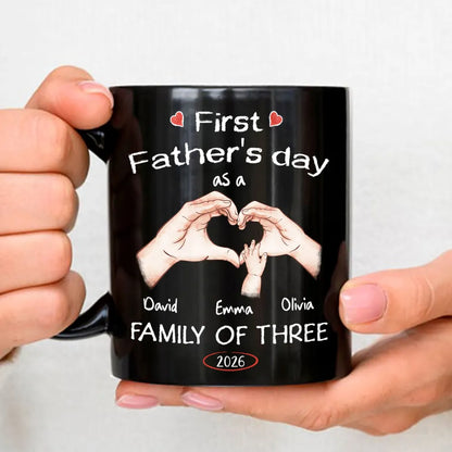 Personalized Full Color Mug for New Dad, Heart Hands First Father's Day, Unique Gift for Coffee Time