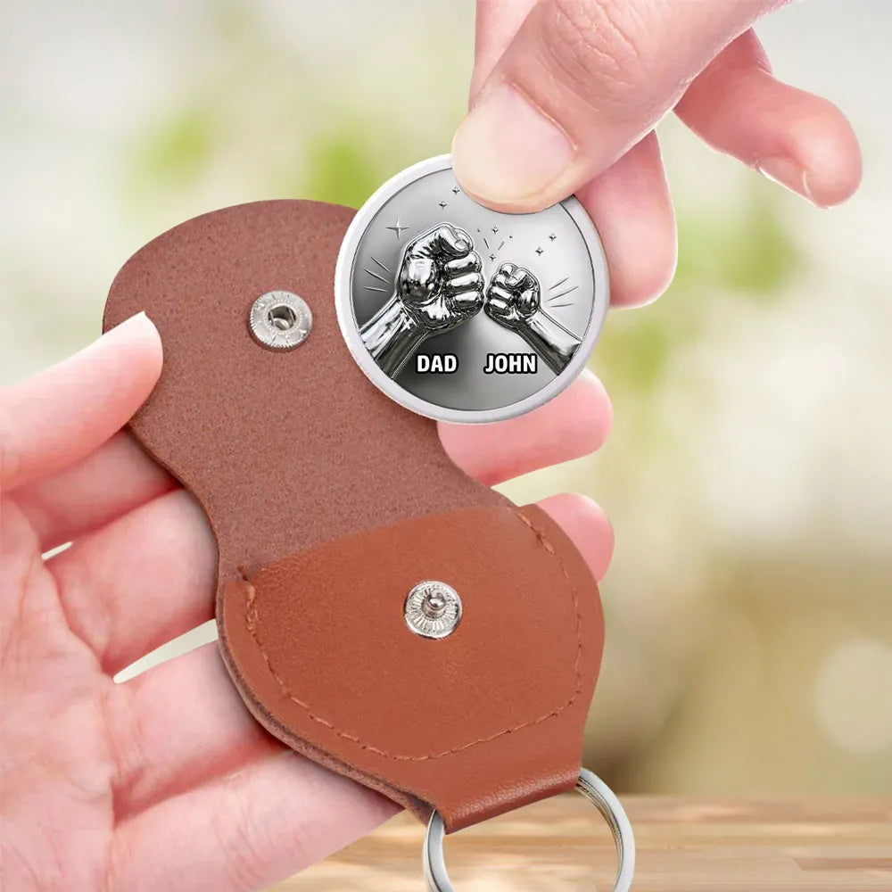 Pocket Hug Love Token With Dad & Son Fist Bump, Creative Gift For Son, Everyday Encouragement Keepsake
