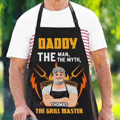 Personalized Daddy Grill Master Apron, Bold Cartoon BBQ Design, Unique Gift for Dad