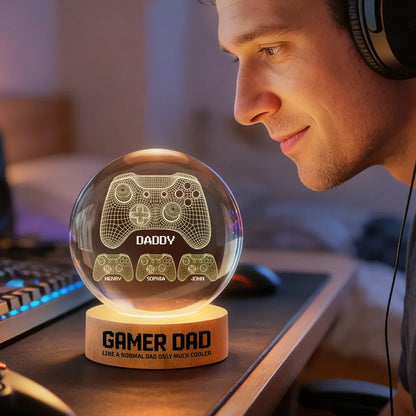 Personalized Globe Lamp Gamer Dad Night Light, Unique Father's Day Gift for Dad