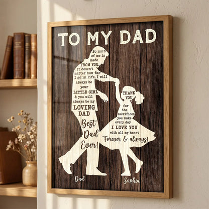 Personalized Father & Daughter Dancing Poster, Rustic Custom Wall Art, Unique Gift for Dad