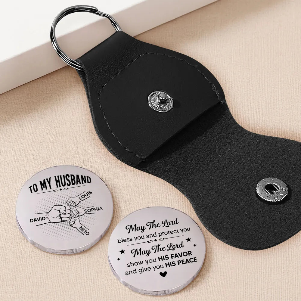 Personalized Pocket Hug for Husband, Custom Blessing Token with Fist Bump Art, Unique Gift