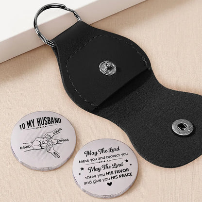 Personalized Pocket Hug for Husband, Custom Blessing Token with Fist Bump Art, Unique Gift
