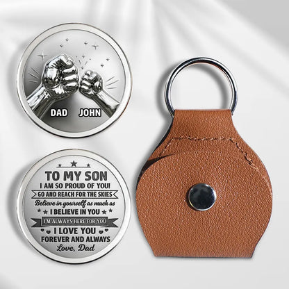 Pocket Hug Love Token With Dad & Son Fist Bump, Creative Gift For Son, Everyday Encouragement Keepsake