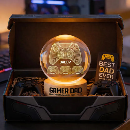 Personalized Globe Lamp Gamer Dad Night Light, Unique Father's Day Gift for Dad