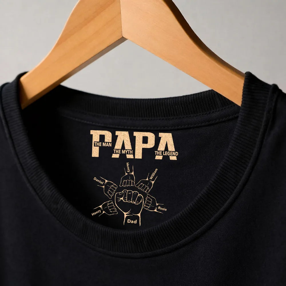 Dad The Man The Myth The Legend Classic Tee, Custom Family Gift With Heartwarming Fist Bump Design
