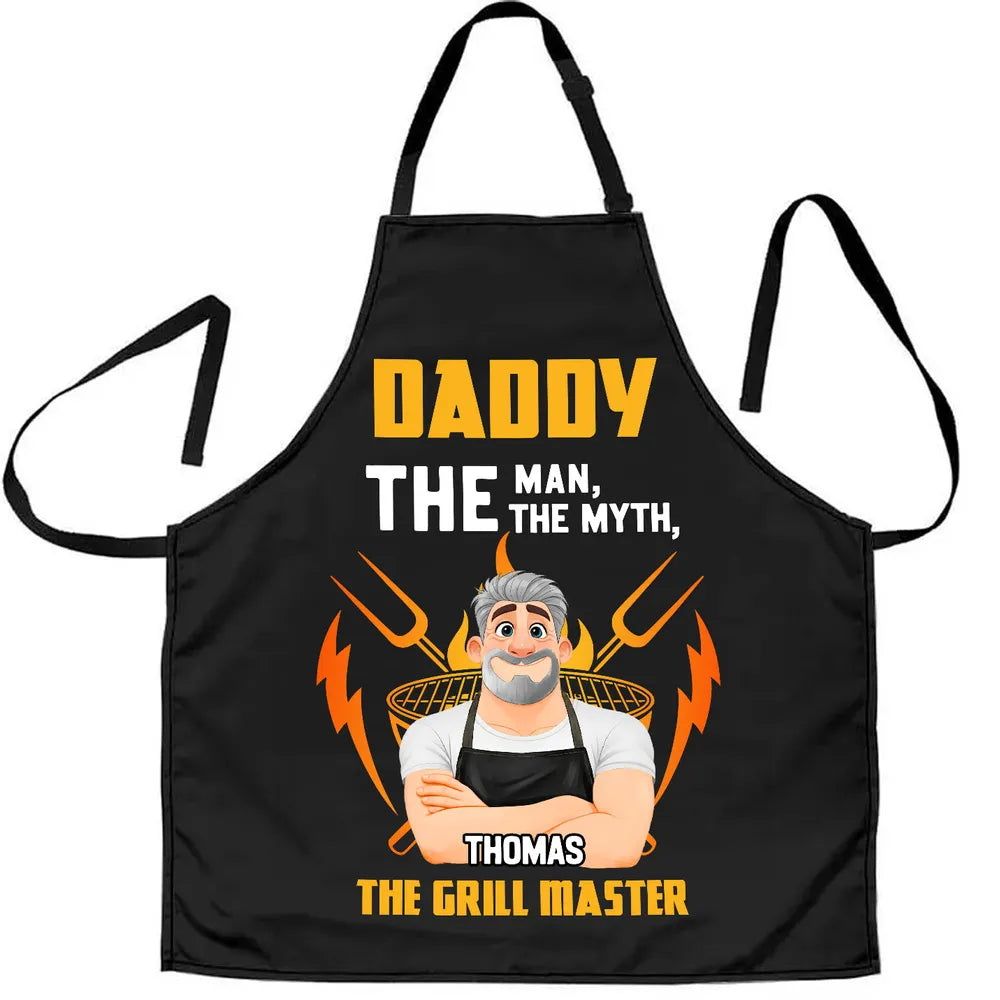 Personalized Daddy Grill Master Apron, Bold Cartoon BBQ Design, Unique Gift for Dad