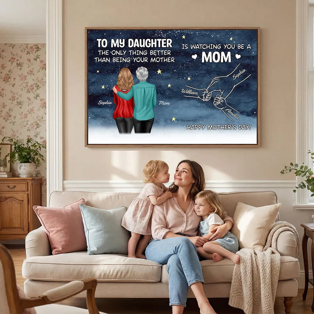 To My Daughter Poster, Personalized Mom Watching You Be A Mom Starry Sky Wall Art, Heartwarming Gift from Mom