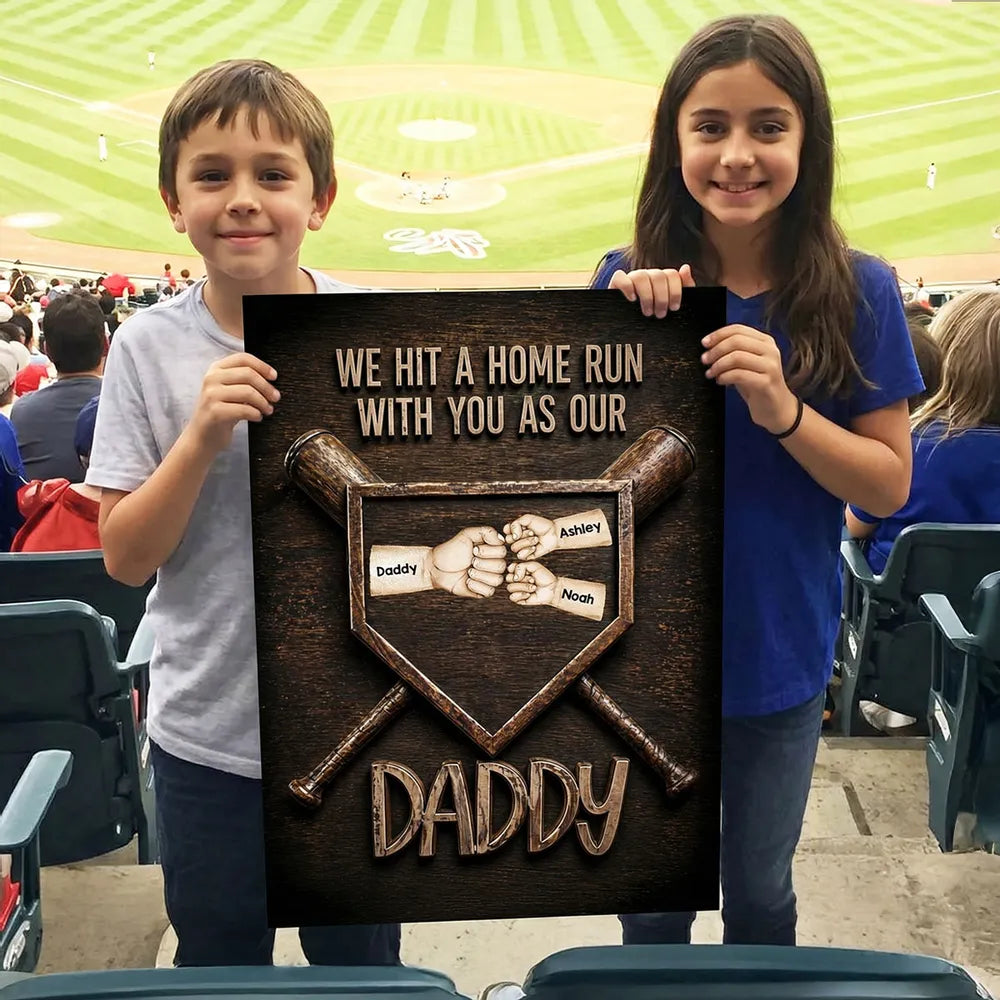 Personalized Baseball Dad Poster We Hit a Home Run with You - Heartwarming Wall Decor Unique Gift for Daddy