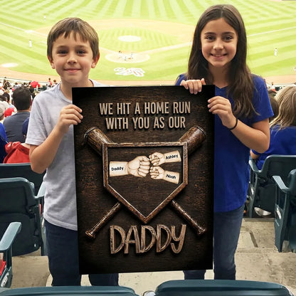 Personalized Baseball Dad Poster We Hit a Home Run with You - Heartwarming Wall Decor Unique Gift for Daddy
