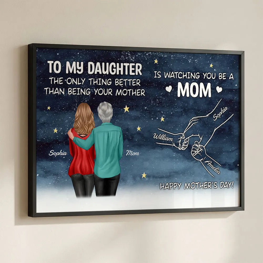 To My Daughter Poster, Personalized Mom Watching You Be A Mom Starry Sky Wall Art, Heartwarming Gift from Mom