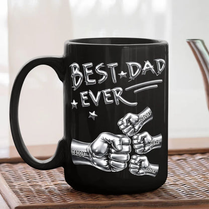 Personalized Best Dad Ever Full Color Mug, Custom Fist Bump Design for Coffee Time, Unique Gift for Dad