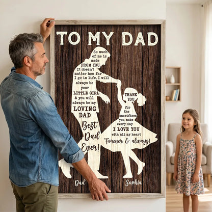 Personalized Father & Daughter Dancing Poster, Rustic Custom Wall Art, Unique Gift for Dad
