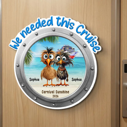 Acrylic Magnet Personalized Cruise Door Magnet with Funny Whimsical Bird Couple Ocean Scene Sweet Trip Memory Unique Gift