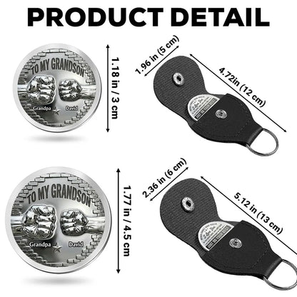 Personalized Pocket Hug Coin for Grandson from Grandpa - Encouraging Keepsake Gift for Everyday Strength
