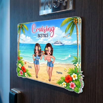 Personalized Acrylic Magnet with Making Memories Cruise Art, Creative Gift for Best Friends & Travel Lovers