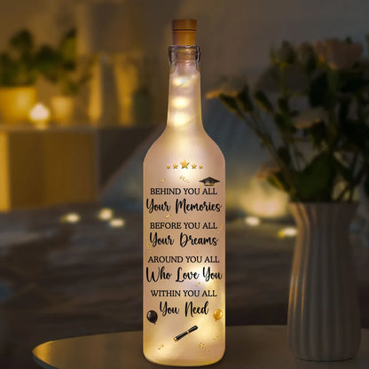 Unique Personalized Bottle Lamp, Standing Graduate Design, Warm Glow Gift for Her Graduation