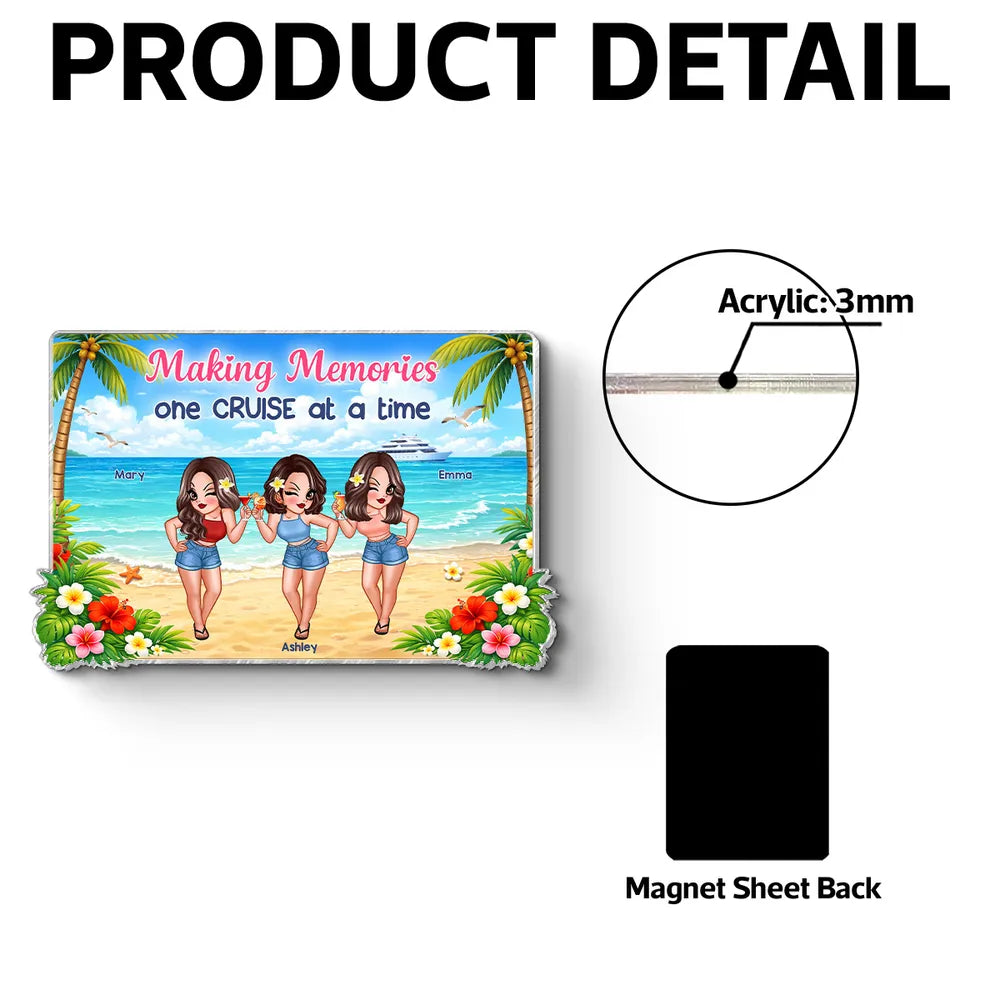 Personalized Acrylic Magnet with Making Memories Cruise Art, Creative Gift for Best Friends & Travel Lovers