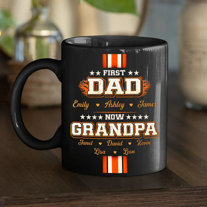 Personalized Full Color Mug First Dad Now Grandpa Bold Retro Style Unique Gift for Grandpa From the Grandkids
