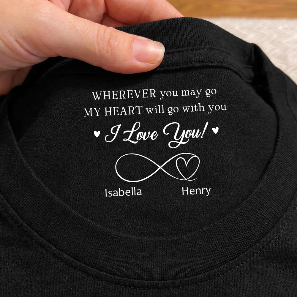 Classic Tee with I Love You Inside Neck Message, Creative Gift for Partner with Everyday Meaning