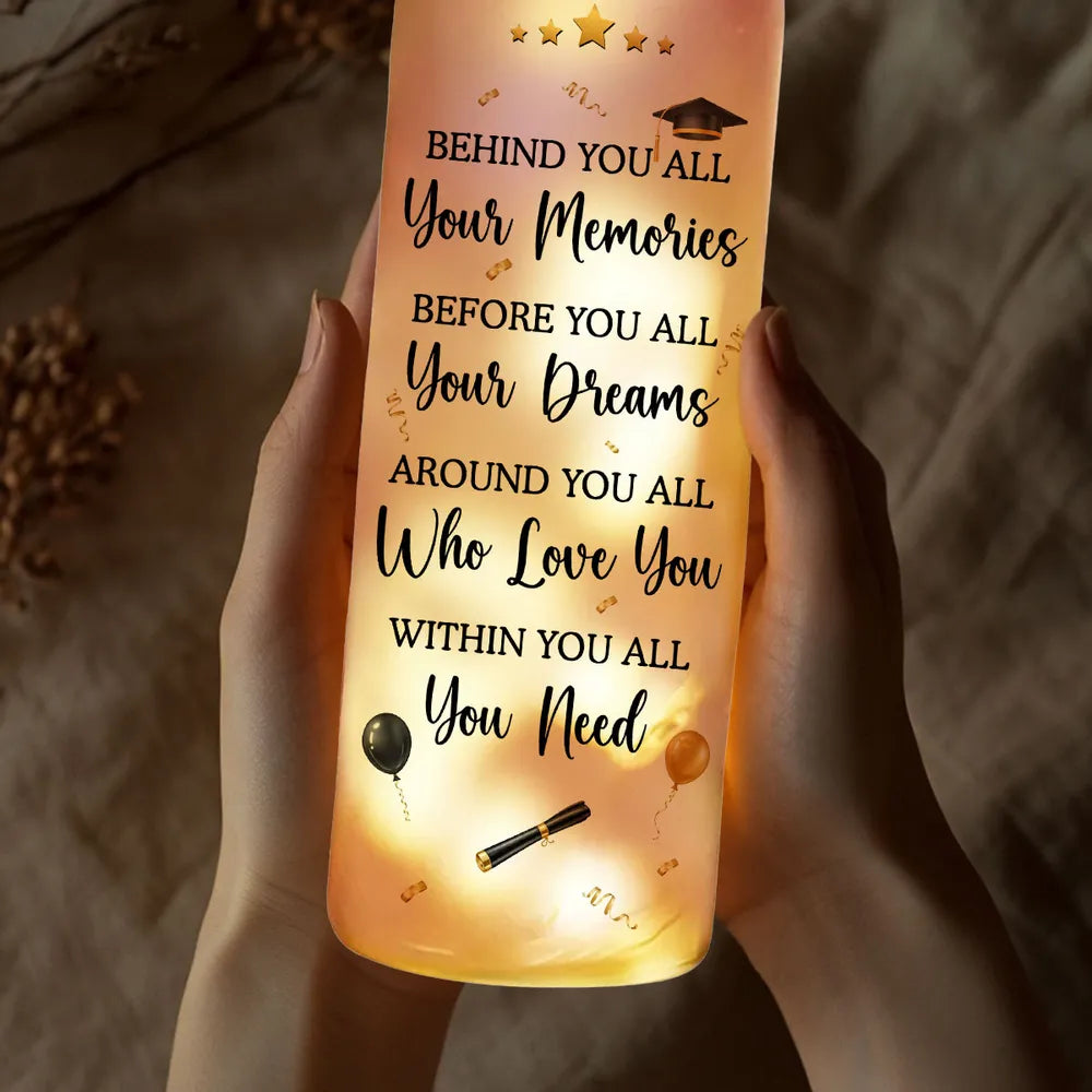Unique Personalized Bottle Lamp, Standing Graduate Design, Warm Glow Gift for Her Graduation